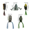 RUNCL 3D Eyes Artificial Topwater Bait Super Soft Fishing Frog Lures 5 Pieces