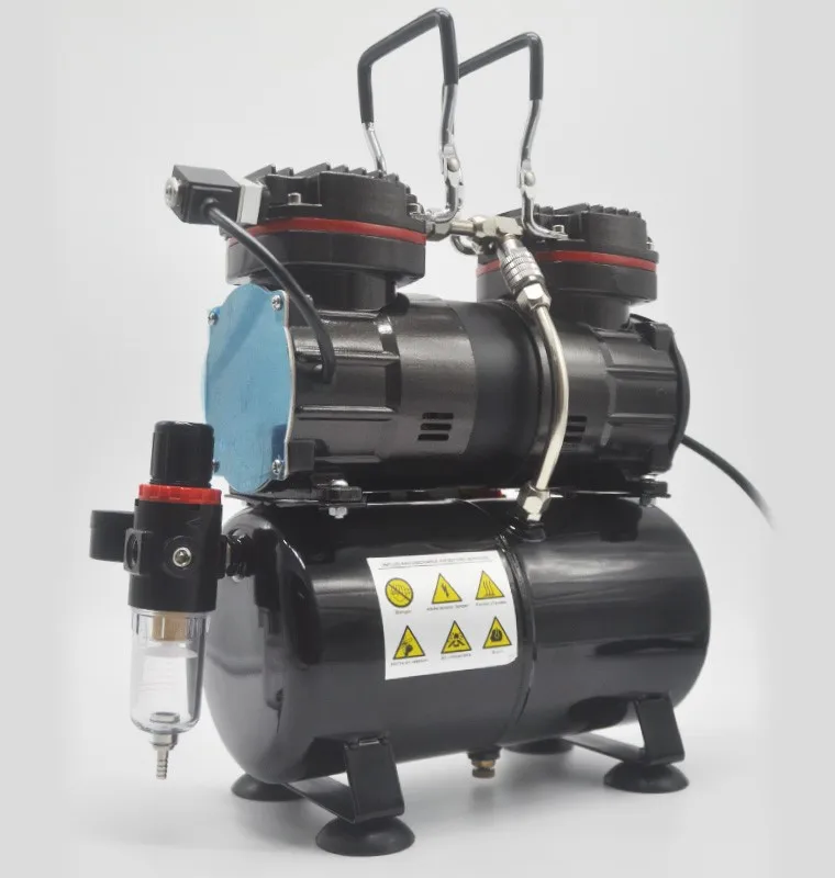 Double Air Pressure Switch Twin Cylinders Airbrush Compressor With Tank