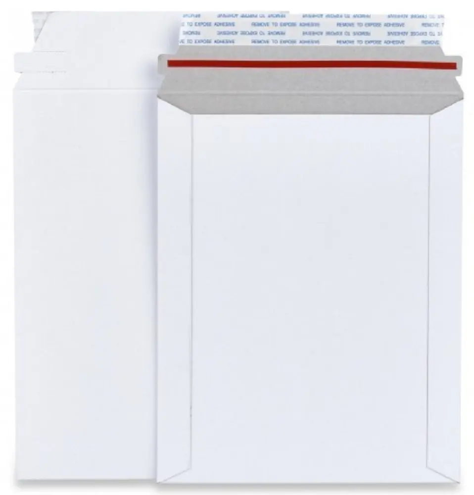 200-7x9 7/"x9/" Stay Flat Rigid Mailer Cardboard White Envelope Photo 350GSM