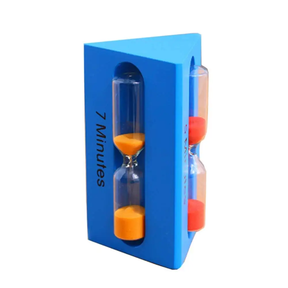 Blancho Bedding Colorful Hourglass Sandglass Ornaments Mini Triangle Sand Timer-3/5/7 Minutes, Blue