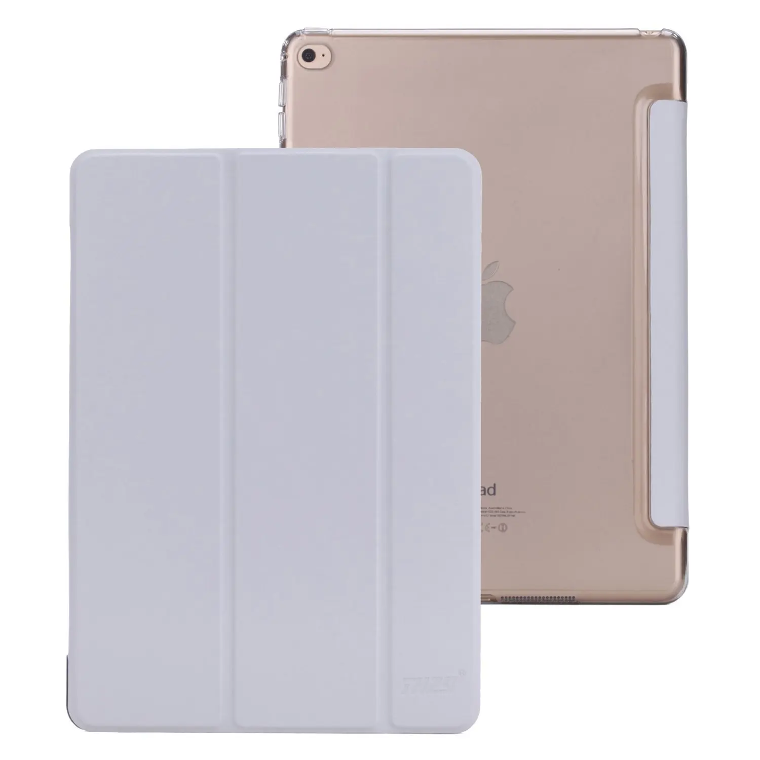 iPad Air 2 Case,THZY iPad Air 2 Smart Cover+Transparent Back Cover Apple iPad Air 2 (iPad 6) 2014 Model Ultra Slim Lightweight Stand with Smart Cover Auto Wake/Sleep (Silver Grey)