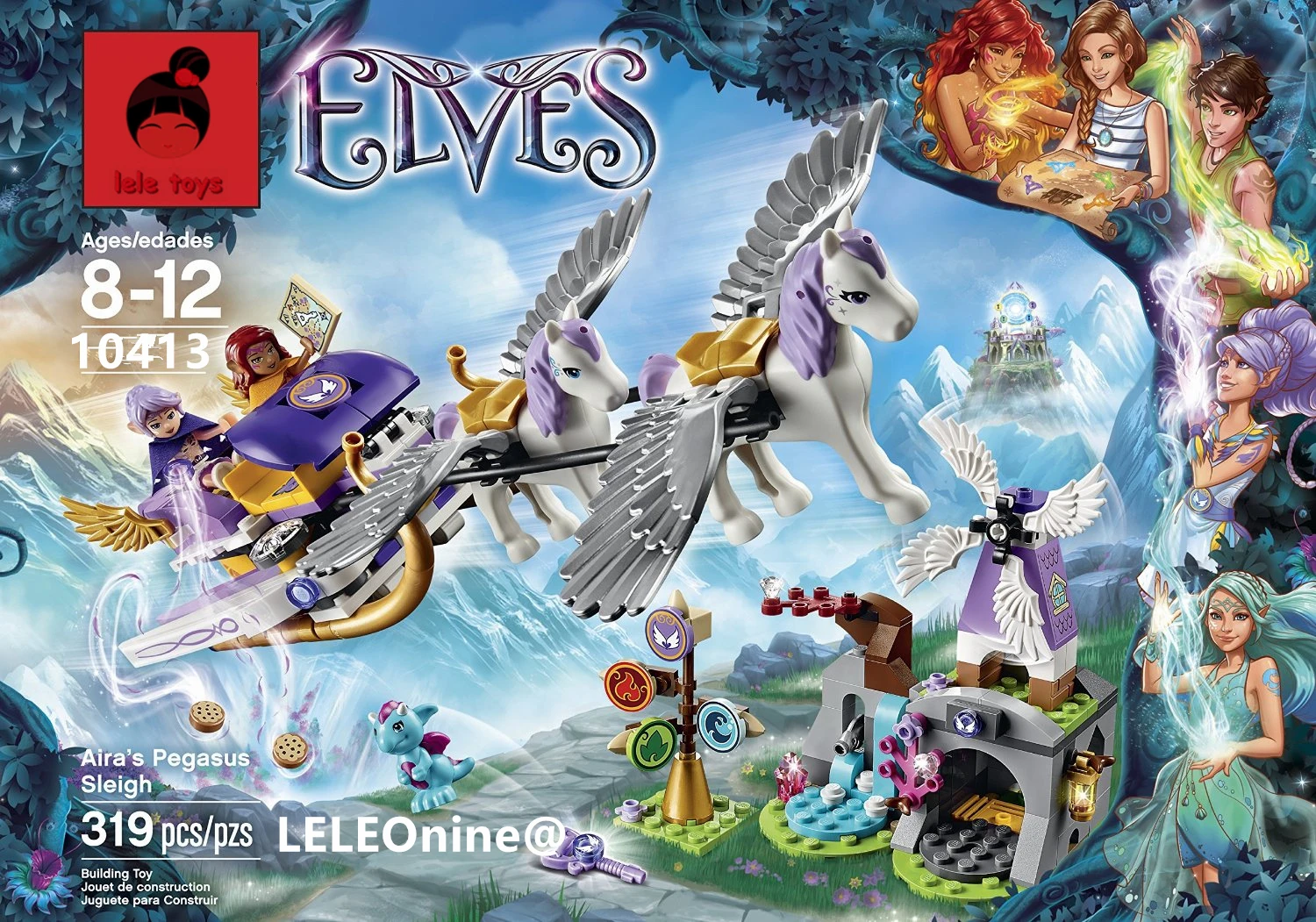 Building Blocks Compatible with lego ELVES Aira s Pegasus Sleigh Brinquedos Learning Education Model Building Toys