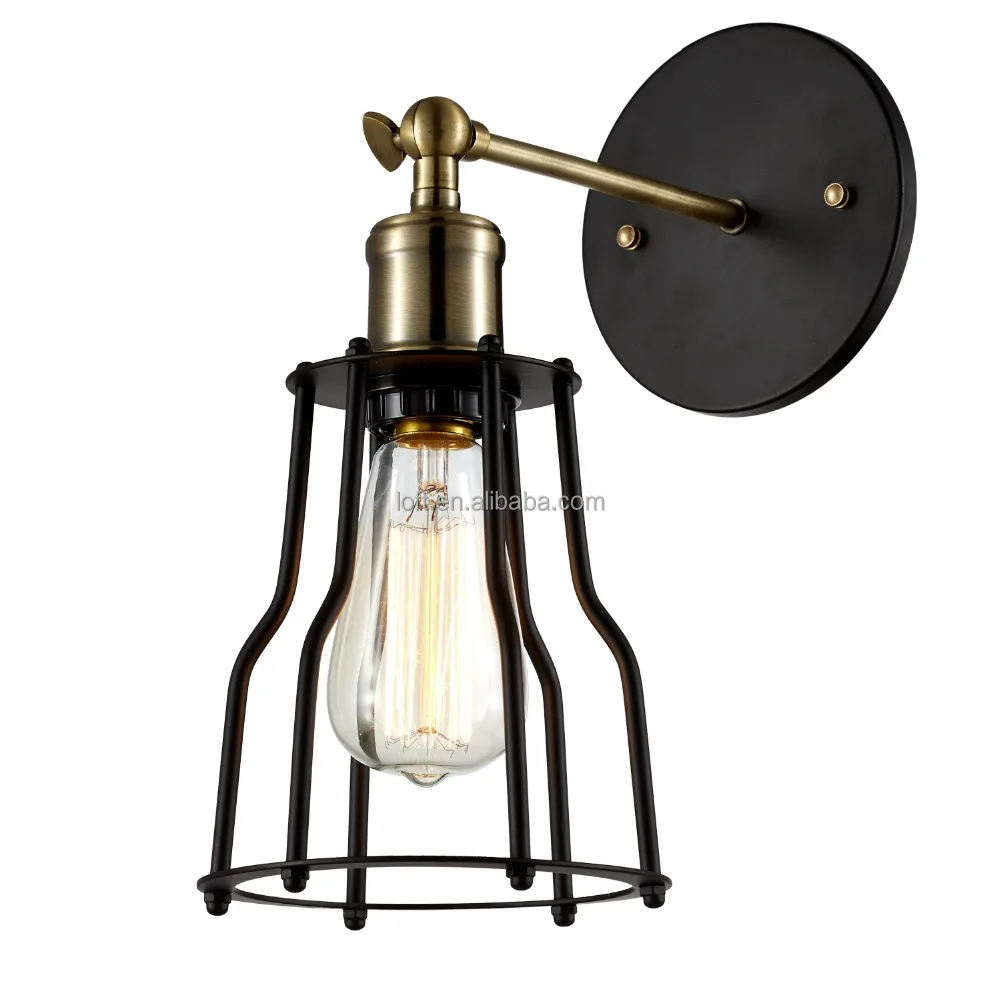 Vintage industriële verlichting mat zwart ijzer vogelkooi hoek ...