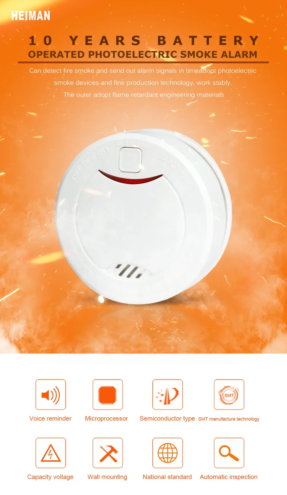 EN14604 battery smoke detector for car /hotel/house/apartment use.jpg