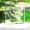 Square Attractive Clear Acrylic Wedding Cake Topper with Logo