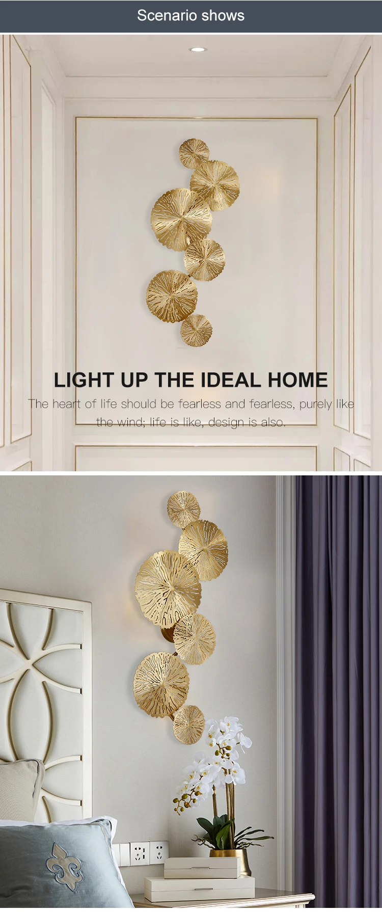 Antique Gold Finishing Brass copper Wall Lamp for Home Hotel Decoration