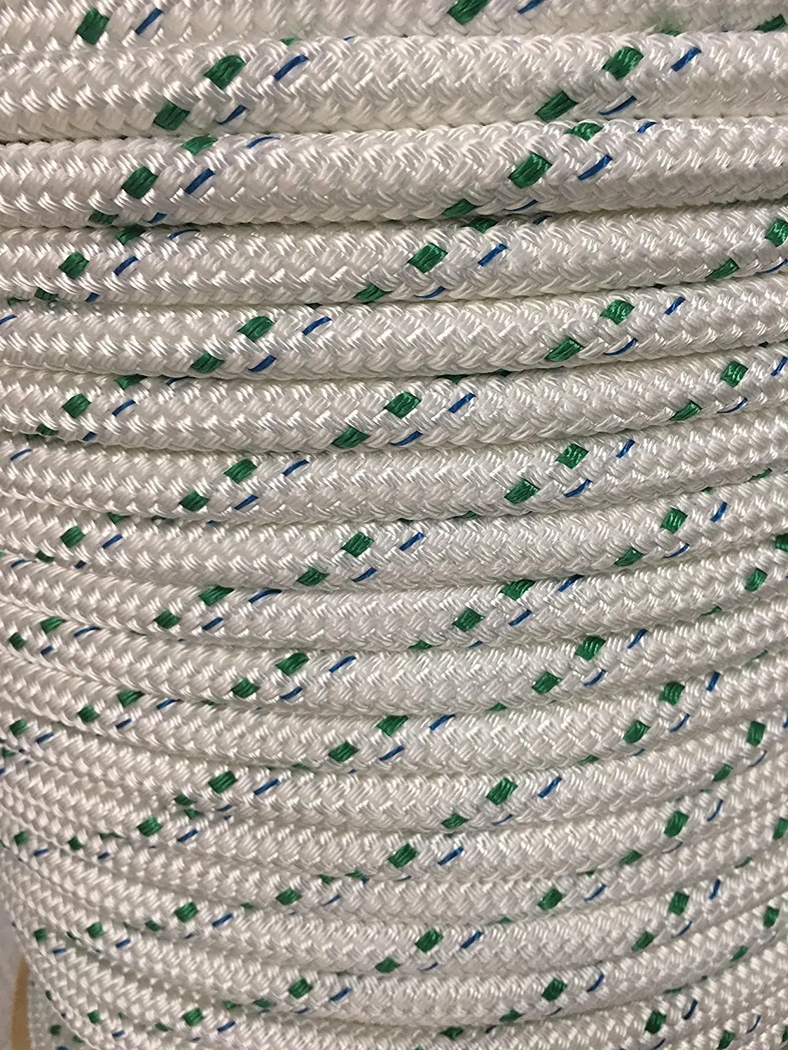 1/2" x 300 ft. Cable/Wire Pulling Rope, Double Braided Polyester, White with Green and Blue Tracer