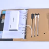 custom leather cover new design good quality 4000aMh power bank notebook with 8GB USB