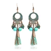 Bohemian Bronze green beads tassel drop earrings Water Drop stone Danglers Earrings Women Fashion Ear Jewelry