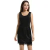 Kate Kasin Women's Comfortable Lace Decorated Satin Patchwork Full Slip Undergarment KK001119