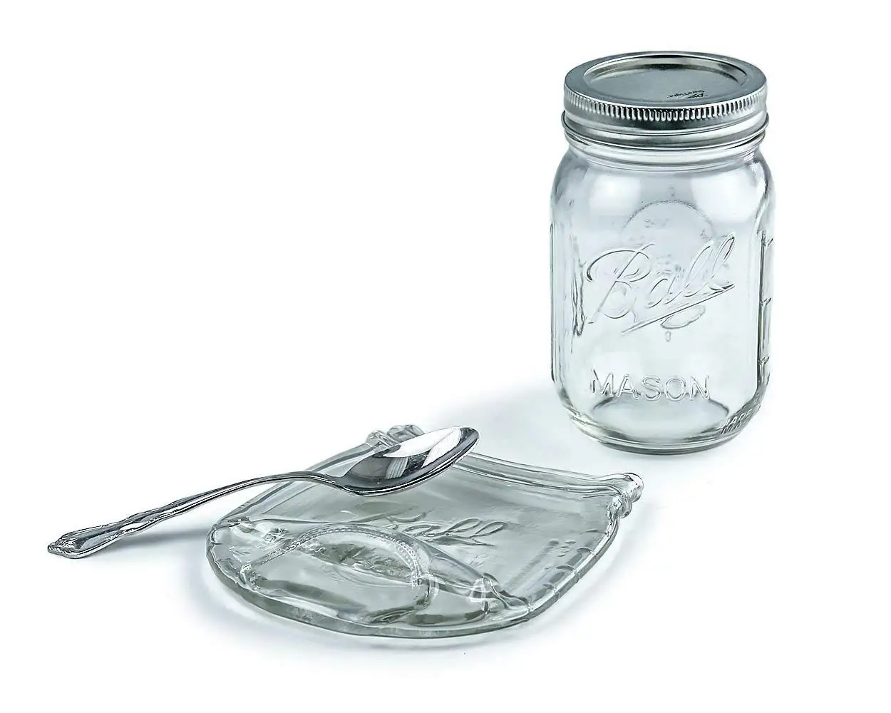 Melted Clear Glass Mason Ball Jar Spoon Rest