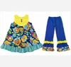 2 Pcs Colourful Floral Top Adorable Kids Girls Cotton Clothes Ruffle Leggings