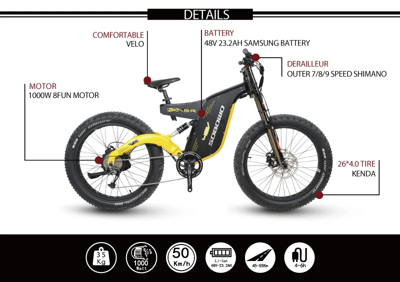 Sobowo A8 New Design Big Power Long Range 1000w Electric Fat Bike Buy