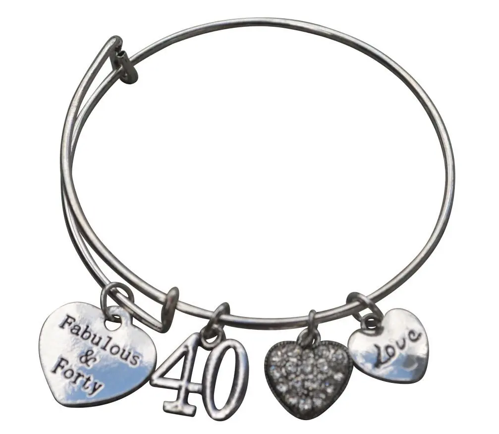 40th Birthday Gifts for Women, 40th Birthday Expandable Charm Bracelet, 40th Birthday Ideas, Gift for Her