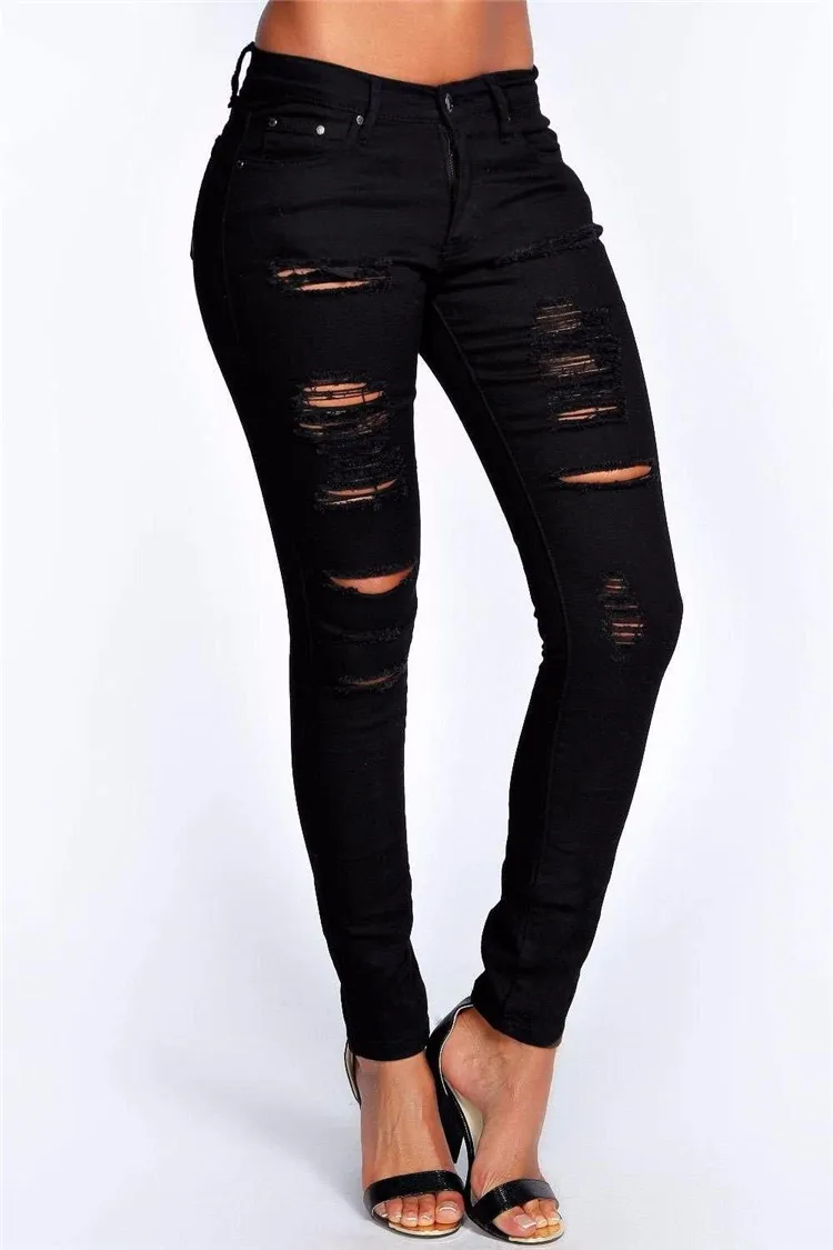 klo Mindre end Betjening mulig Source Royal wolf denim jeans manufacturer black shredded cut heavy ripped  high rise skinny jeans sexy ladies pants on m.alibaba.com