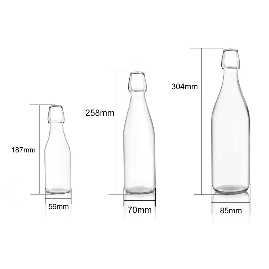 Custom 500ml 1l Round Square Swing Top Drink Beverage Water Glass Juice