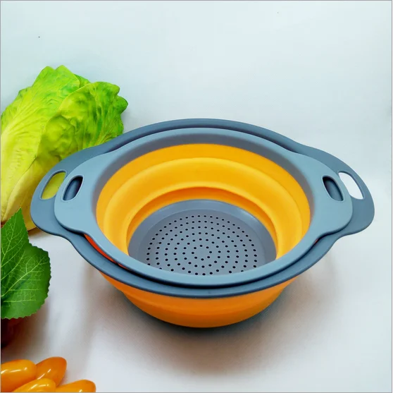 2 Pieces Collapsible Silicone Colander Folding Kitchen Silicone ...