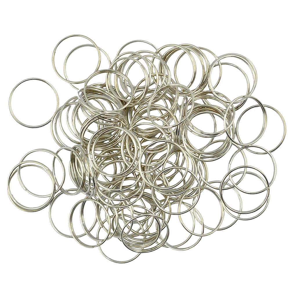 Gift 100Pcs Key Rings Chains Split Ring Hoop Metal Loop Steel Accessories 25mm 