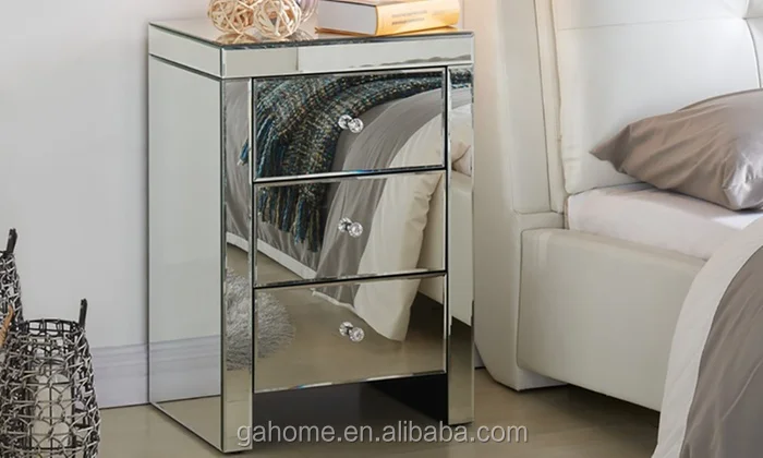 Modern Design Mirrored Furniture 5 Pcs Mirror King Size Beds Bedroom