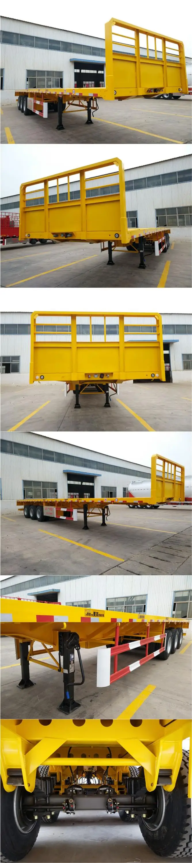 Huayu 3 Axle 40/50/60 Ton 40FT Truck High Bed Flatbed Container Semi Trailer