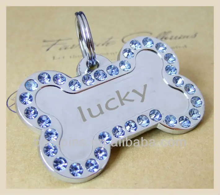 Pet Id s Double Crystal Gem Side Engraved Stainless Steel Dog Name Buy Diamante Bling Dog Pet Id Bone Heart Free Engraving Crystal Or Glitter Cat Kitten Puppy Dog