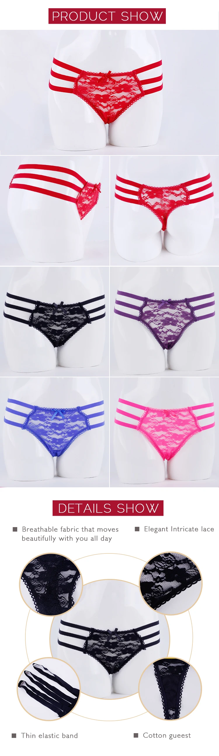 Hot selling Sexy Women Fancy G string Transparent panty Lace Lingerie Thong