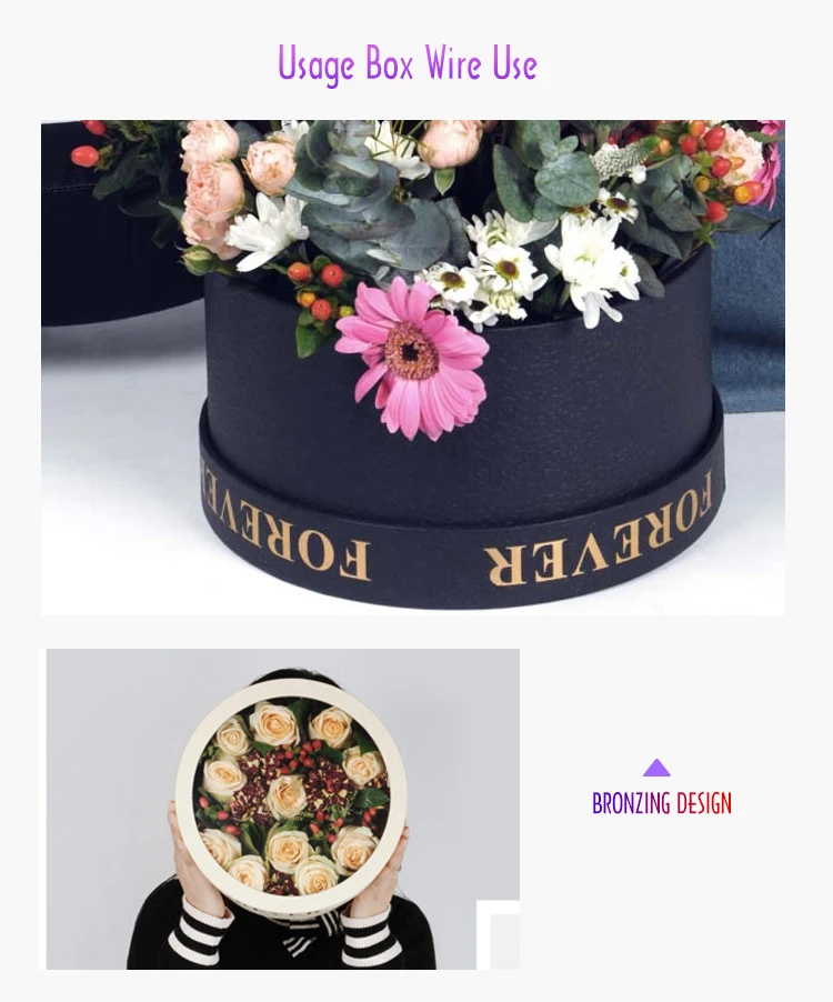 High quality luxury custom new design colorful cardboard round flower box