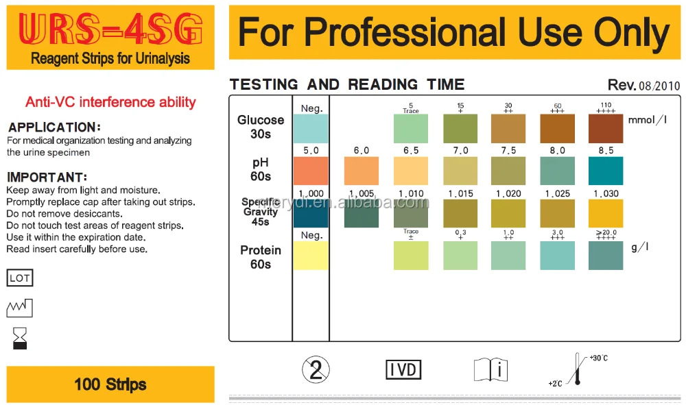 Anti-vc Chemical Reagent Strips Urs-4sg Urinalysis Reagent Strips With ...