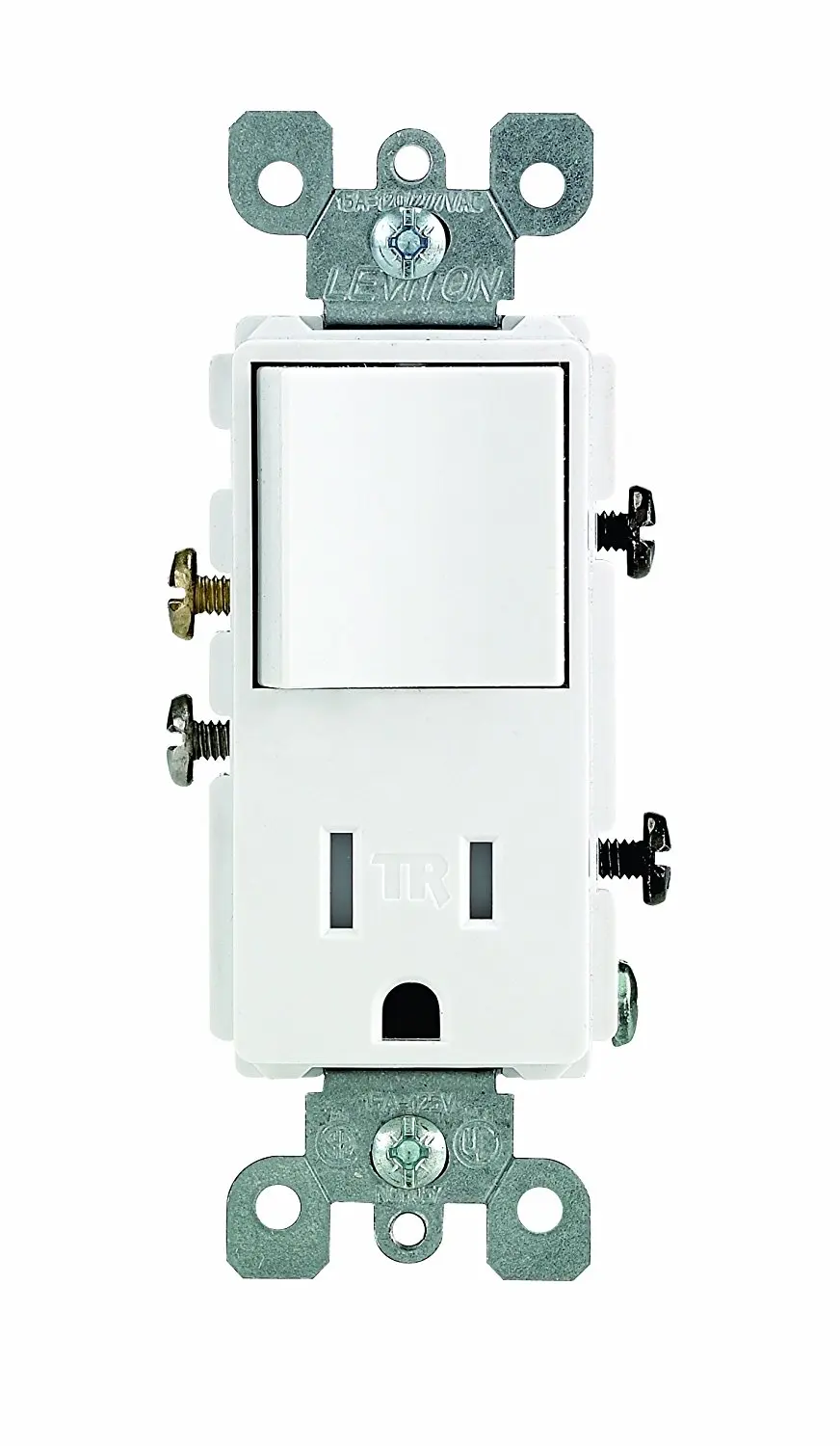Leviton T5625-E Decora Combination Switch and Tamper-Resistant Receptacle Black