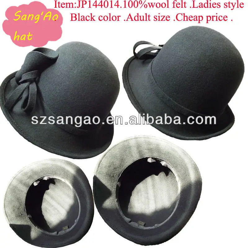 new Black wool church hat06