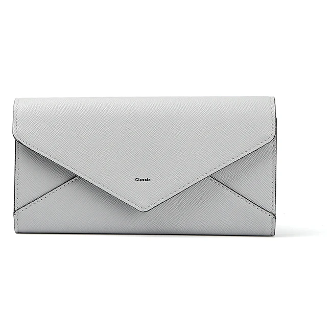 7055-3 folded guangzhou factory grey color saffiano PU leather wallets