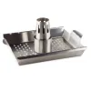 S/S Vegetable Grill Basket - BBQ Accessories for Grilling Veggies, Fish, Meat, Kabob, or Pizza - Use as Wok, Pan, or Smoker