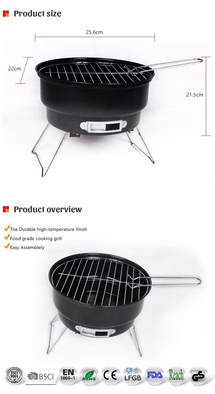 10 Inch Bbq Tabletop Charcoal Portable Folding Round Grills Mini Cooler