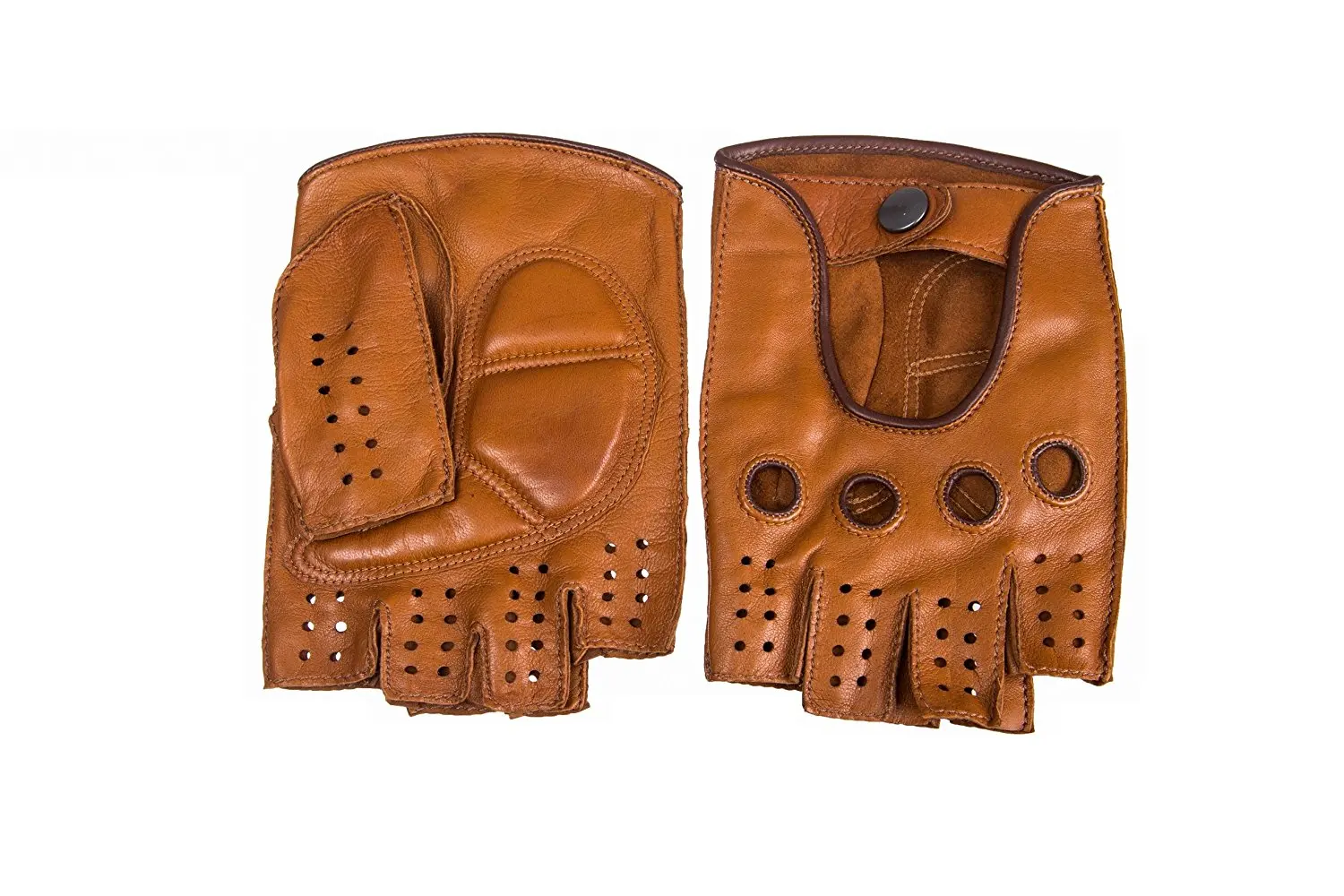 padded fingerless leather gloves