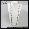 Round shell pearl and baroque bead long sweater necklace design