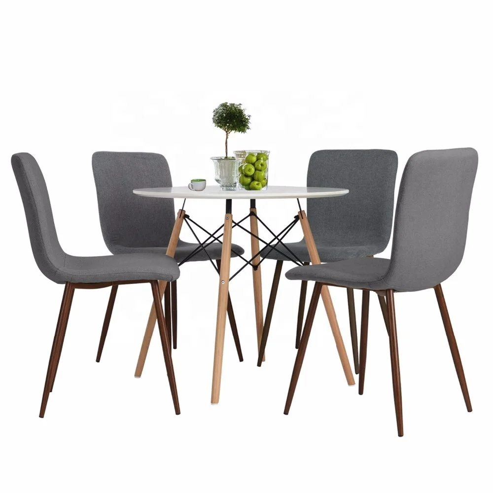 Fabric Cushion Kitchen Chairs With Sturdy Metal Legs For Dining Room