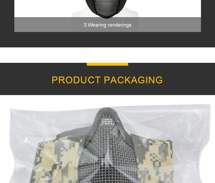 Action Union Gel Ball Blaster protect Half Face Mesh Mask Tactical With Ear Protection Metal Steel Masks Outdoor