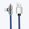 3in1 2A LED 90 Degree angle L Shape Magnetic USB Game Cable for iPhone 7 8 X Xs max Xr Type c Android