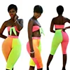 2019 fancy women clothes geometric patchwork crop top tracksuit two Piece Outfits 2 Piece short Set