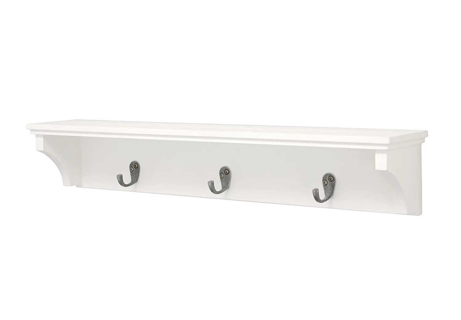 Hot Sale High Quality White Wall Shelf With 3 Metal Hooks Buy Wood
