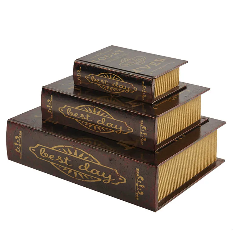 Set Of 3 Antique Book Shaped Box Decorative Wooden Book Box Buy