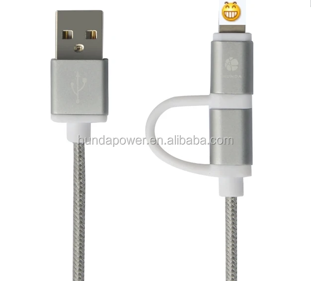 Made for Ipod Iphone Ipad ,MFI PPID 139695-0076 2 in 1 Original Data Cable Micro USB