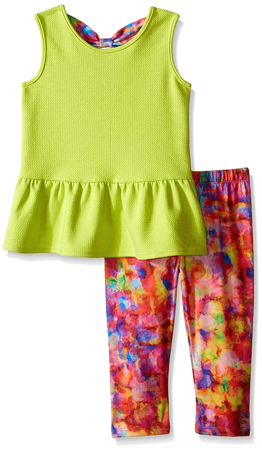 Kidtopia Girls All Over Floral Front with Chiffon Top with Legging Tunic Set