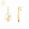 Pave Setting Yellow Gold Plated Solid 925 Sterling Silver Women Jewelry Daily Wear Earrings