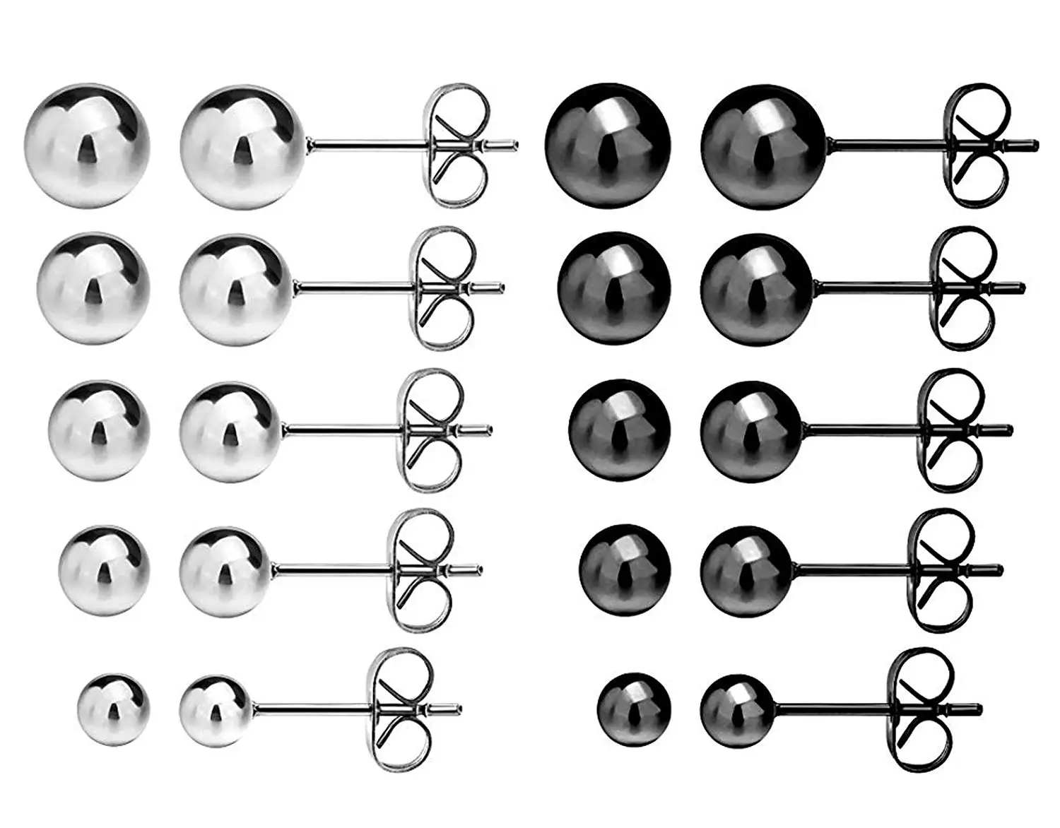 Stainless Surgical Steel Earrings Find Get Quotations Women S Ball Stud Earrings 10 Pairs 316l Surgical Stainless Steel Round Bead