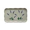 Stoneware Serving Tray,Cream White Rectangular Ceramic Platter with Decorative Design