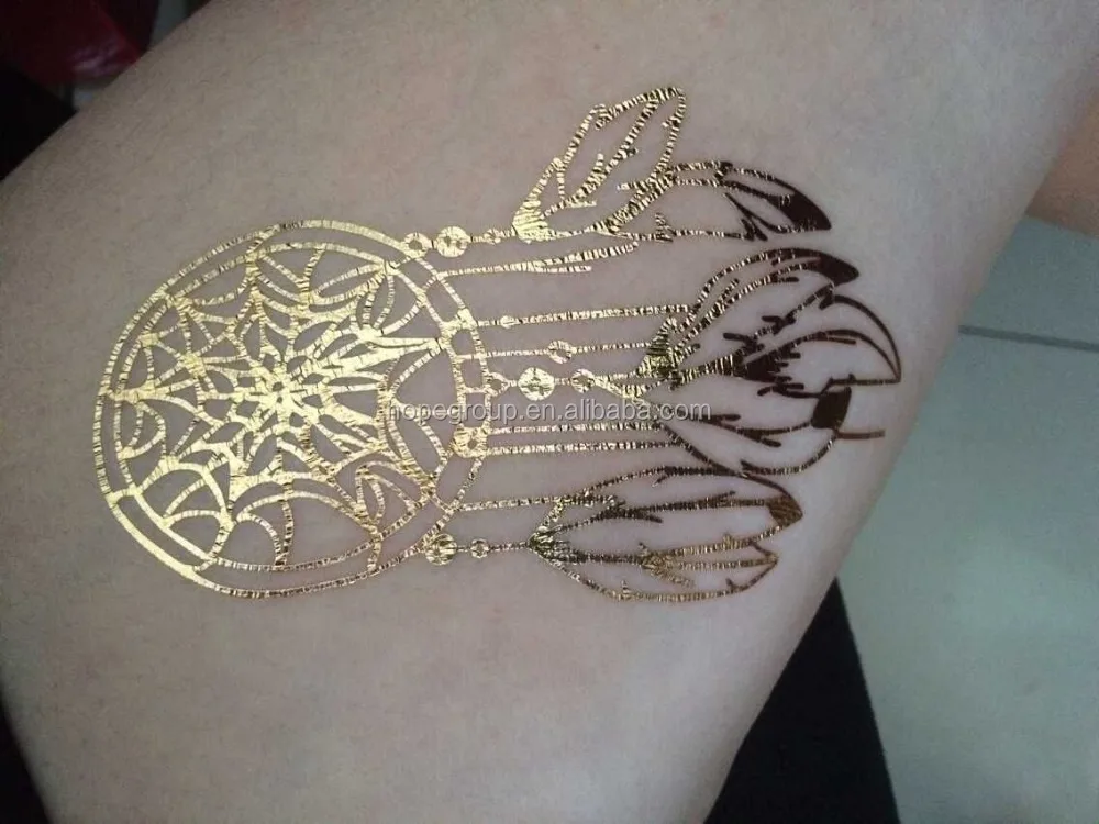 日光またはuvライトが色を変えたメタリックタトゥーステッカーは女の子のための一時的なジュエリータトゥーステッカーをホイルします Buy 色によって変更uv金フラッシュトランス 色の一時的なタトゥー 色が変更されたファッションジュエリー 金銀タトゥー