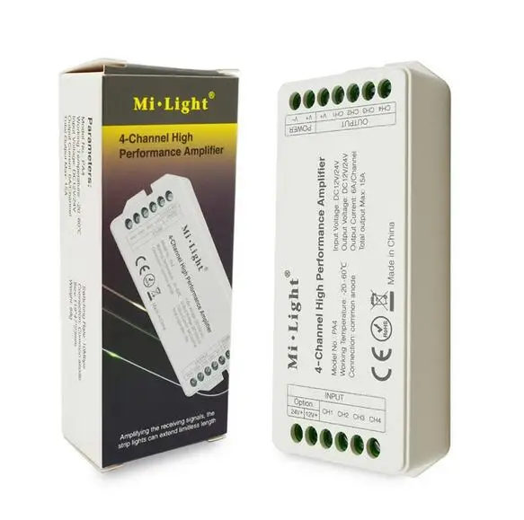 DC12V/24V 15A Milight 4-Channel Led Amplifier Controller for RGB RGBW LED Strip