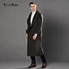 2018 Original design high quality fashion hem long mens real wool coat with notch lapel collar navy blue men overcoat