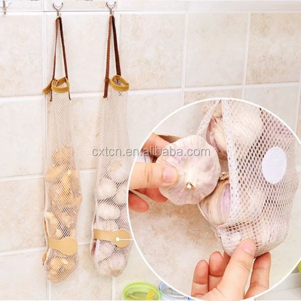 1pcs Garlic Ginger Mesh Storage Hanging Bag Dewatering Screen